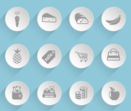 grocery store web iconsのイラスト素材