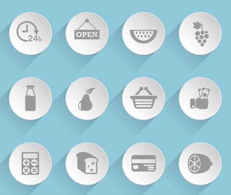 grocery store web iconsのイラスト素材
