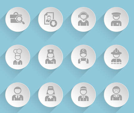 job search icon setjob search web icons on light paper circlesのイラスト素材