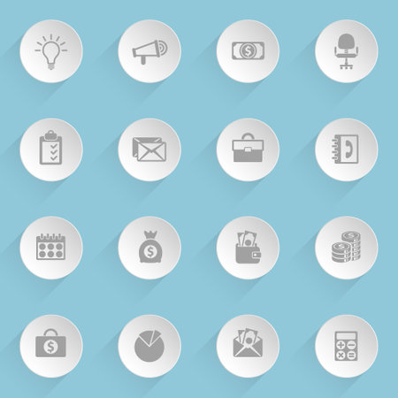 business web icons on light paper circlesのイラスト素材