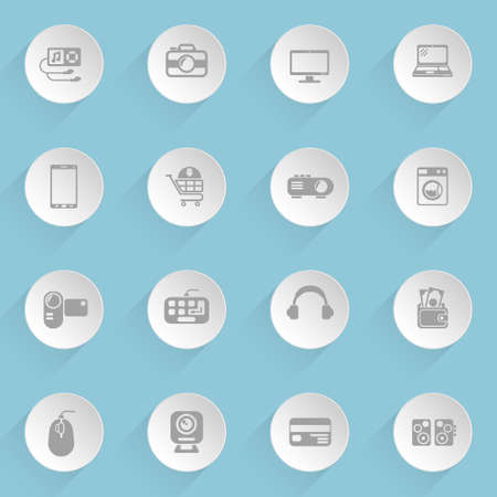 electronics supermarket web iconsのイラスト素材