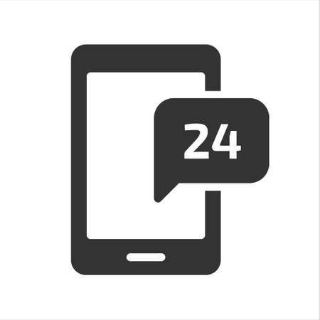 24 hour mobile support vector icon isolated on white background. 24 hour mobile support stock vector illustration for web, mobile app and ui designのイラスト素材