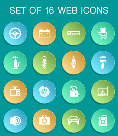 car shop web icons on colorful roundのイラスト素材