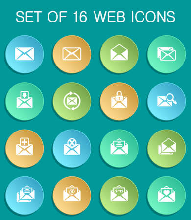 mail web icons on colorful roundのイラスト素材