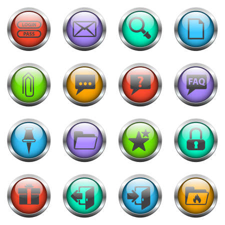 forum interface vector icons on color glass buttonsのイラスト素材