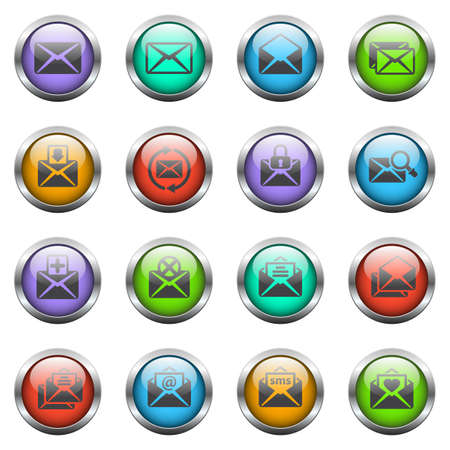 mail vector icons on color glass buttonsのイラスト素材