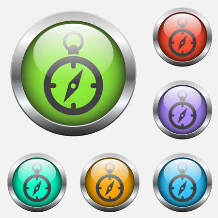 compass glass buttonsのイラスト素材