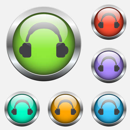 headphones glass buttonsのイラスト素材
