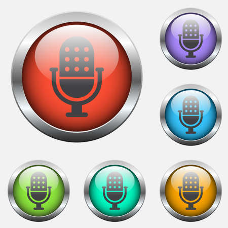 microphone glass buttonsのイラスト素材