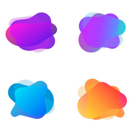 abstract liquid shape vector illustration. abstract fluid bubbles. color gradient vector shapes with place for text. orange, blue, purple, violet color gradientsのイラスト素材