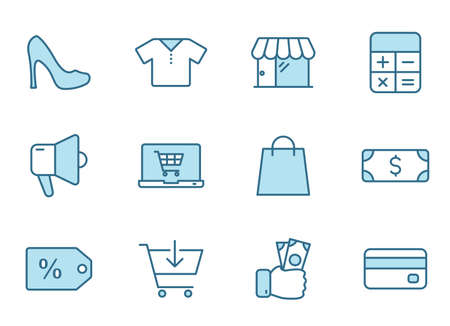 Black friday two color linear vector icons isolated on white.のイラスト素材