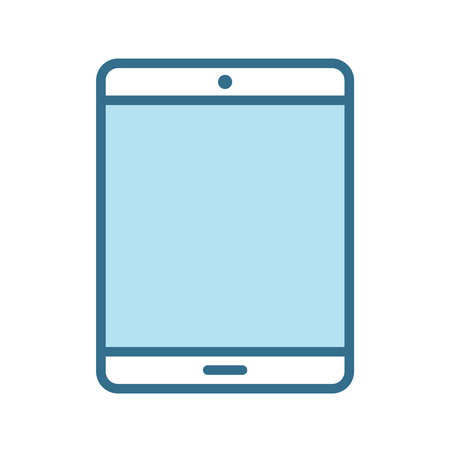 Tablet lineal blue icon isolated on white background.のイラスト素材