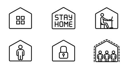 Stay home outline vector iconsのイラスト素材