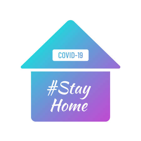 Covid-19 stay home color vector illustrationのイラスト素材