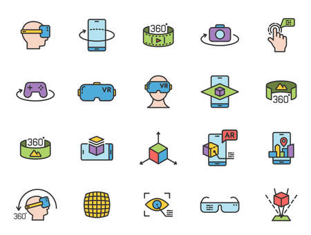 Augmented reality filled outline icon setのイラスト素材