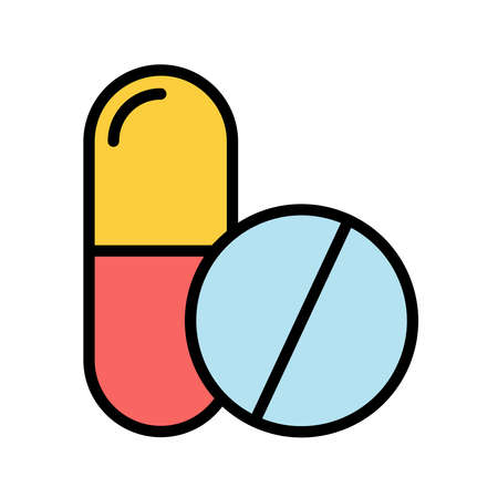 medicine tablet pills lineal color vector iconのイラスト素材