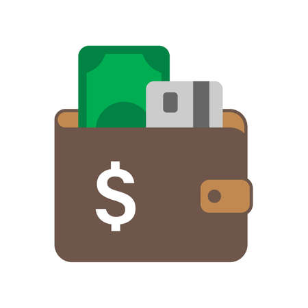 wallet color flat illustrationのイラスト素材