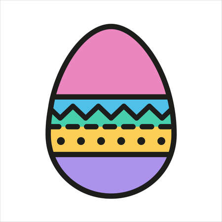 Easter egg color flat icon with stroke isolated on white background. Easter egg vector icon for web, mobile, app and ui designのイラスト素材