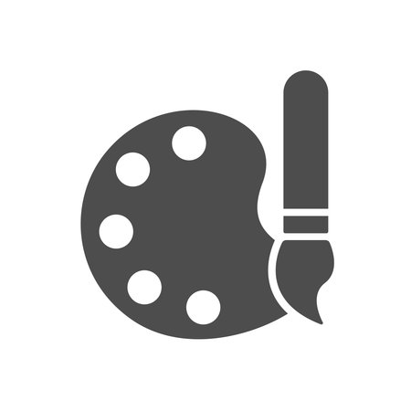 palette with brush vector icon isolated on white. palette with brush silhouette icon symbol for web, mobile apps, ui design and printのイラスト素材