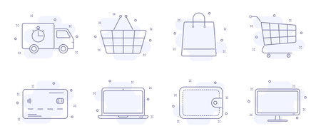 e commerce outline vector illustrations isolatedのイラスト素材