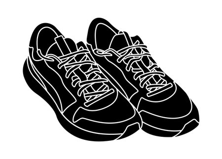 sneakers silhouette monochrome vector illustration isolatedのイラスト素材