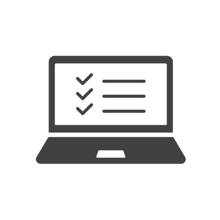laptop with check list vector iconのイラスト素材
