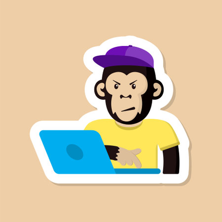 monkey color vector sticker.のイラスト素材