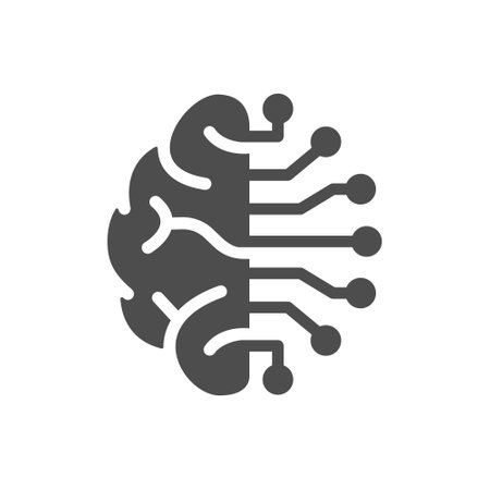 artificial intelligence silhouette vector iconのイラスト素材