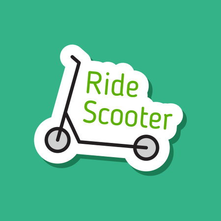 ride scooter color vector eco stickerのイラスト素材
