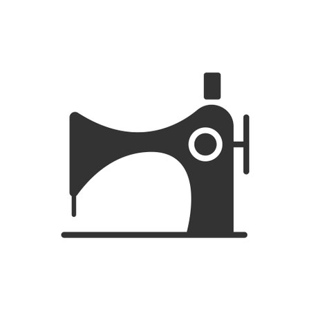 retro sewing machine silhouette vector iconのイラスト素材