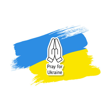 pray for Ukraine black and white stickerのイラスト素材
