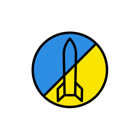 stop war in Ukraine blue and yellow outline filled iconのイラスト素材