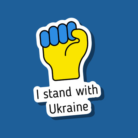 i stand with Ukraine blue and yellow color stickerのイラスト素材