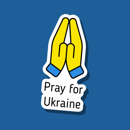 pray for Ukraine blue and yellow color stickerのイラスト素材