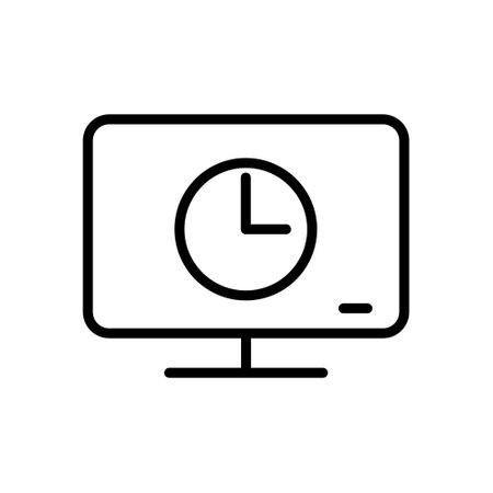 tv with clock outline vector iconのイラスト素材