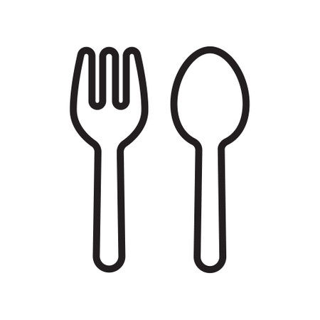 Spoon And Fork outline vector icon isolatedのイラスト素材