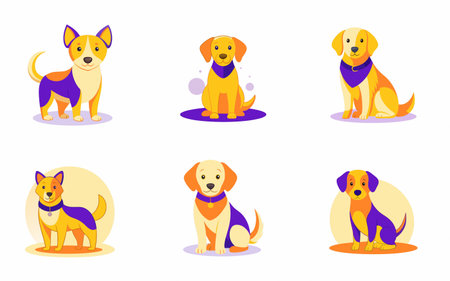 Puppy dogs vector illustrations setのイラスト素材