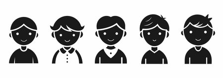 Set boys icons with hairstylesのイラスト素材