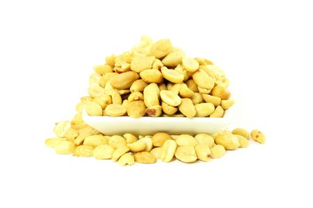roasted Peeled peanut in white background