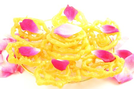 popular Indian sweet  jalebi  dish isolated on white background