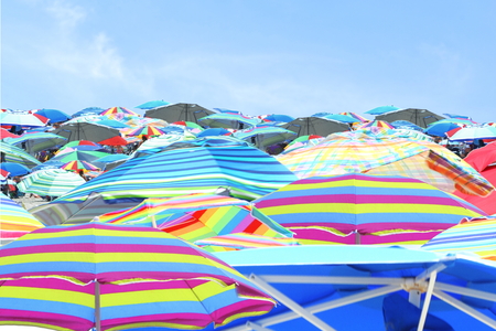 Colorful umbrella on beachの写真素材