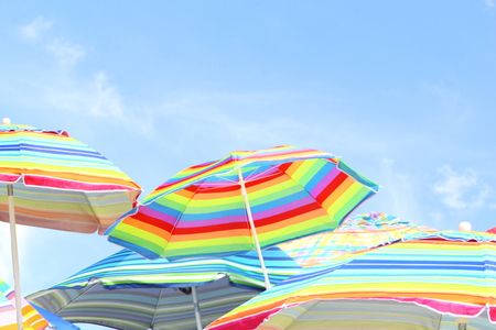 Colorful umbrella on beachの写真素材