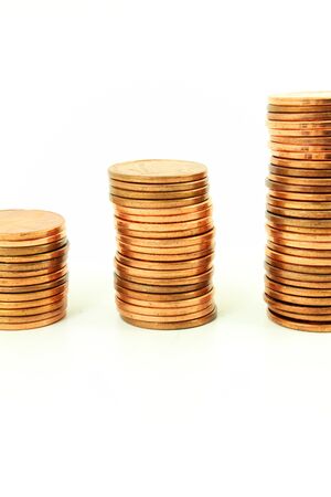 money or coin graph or money growing or saving concept on white background