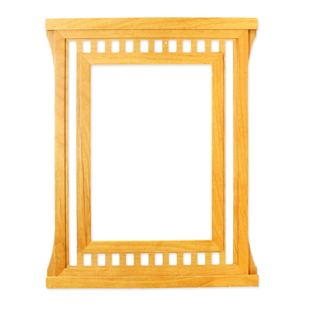 carved wooden frame isolated on white backgroundの写真素材
