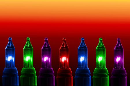 colorful flashing lights on color background with text copy spaceの写真素材