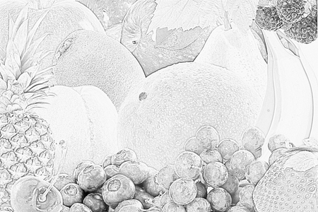 Mixed fruits sketch background fresh Healthy natural food conceptの写真素材