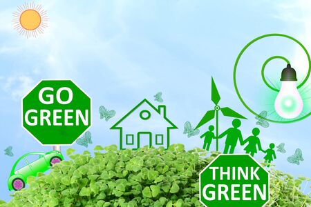 Live green Think green Love green go green concept abstract nature backgroundの写真素材