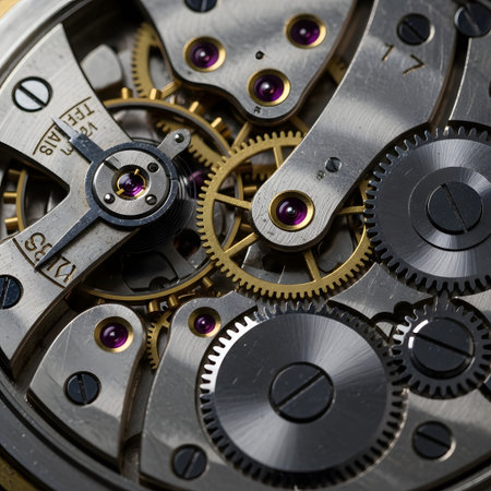 clockwork old mechanical watch, close-up, macro, backgroundの素材