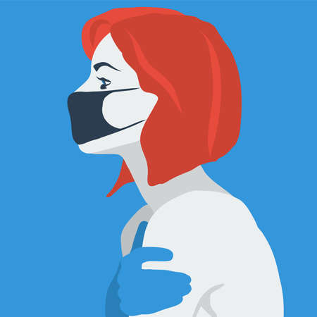 Fashion and beauty concept. Portrait of a beautiful girl half a turn. Young woman. Avatar for social networks.のイラスト素材