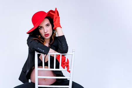 beautiful young woman in different poses on different backgroundsの写真素材